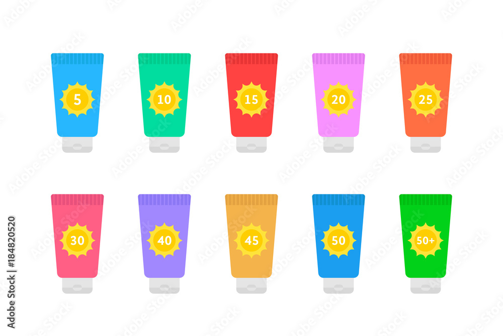 cosmetic tubes of sunscreen with different spf factor cosmetic tubes of sunscreen with different spf factor