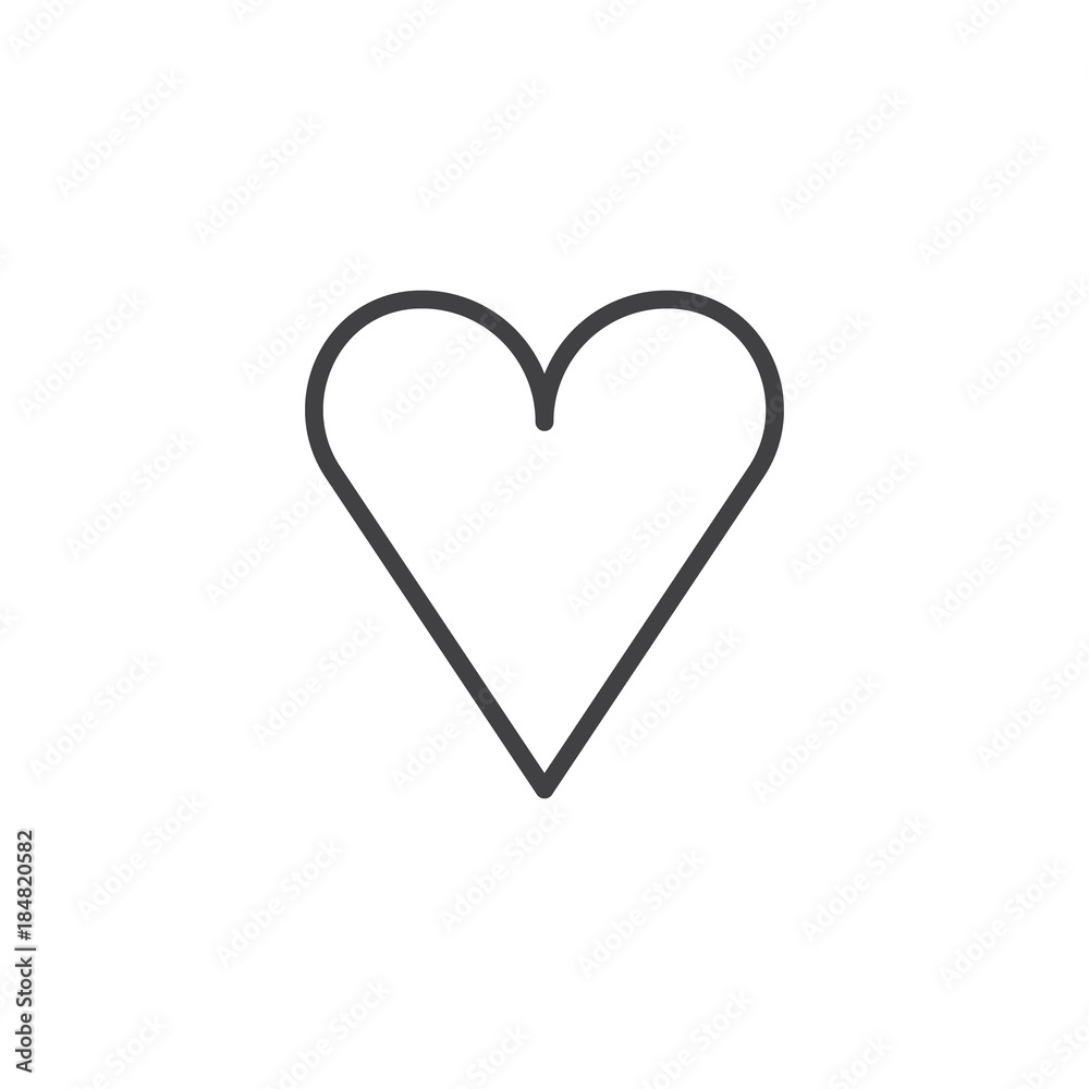 Love heart line icon, outline vector sign, linear style pictogram isolated on white. Favorite symbol, logo illustration. Editable stroke