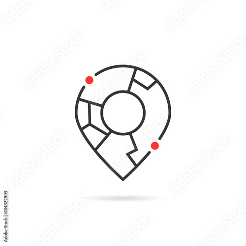 thin line abstract geolocation logo like map pin