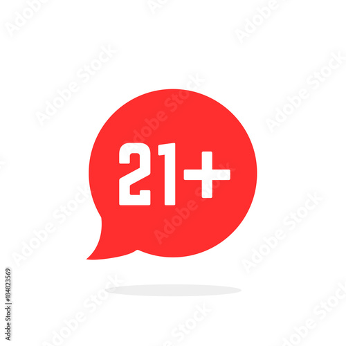 red speech bubble like 21 plus isolated on white