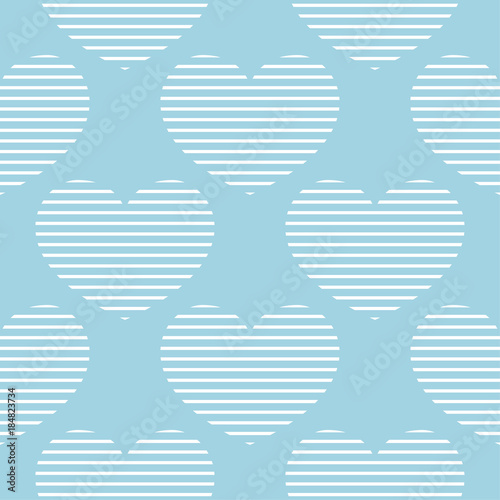 Hearts as seamless pattern. Blue and white romantic background