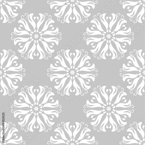 Gray and white floral seamless pattern