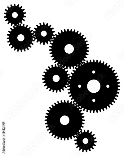Black gears for teamwork symbolism
