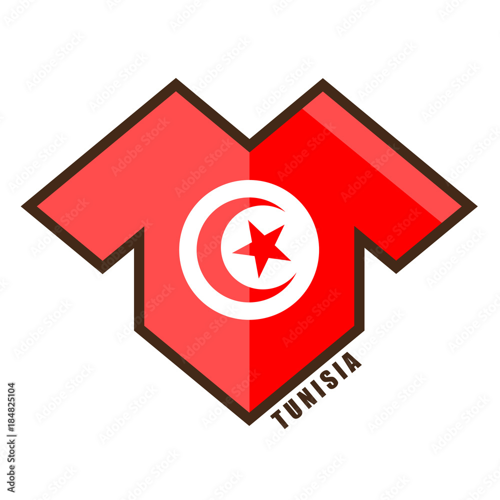 Vector illustration. Football tournament 2018. Flag of Tunisia. logo for the summer soccer championship. Sports wear. T-shirt Vector illustration. Football tournament 2018. Flag of Tunisia. logo for the summer soccer championship. Sports wear. T-shirt