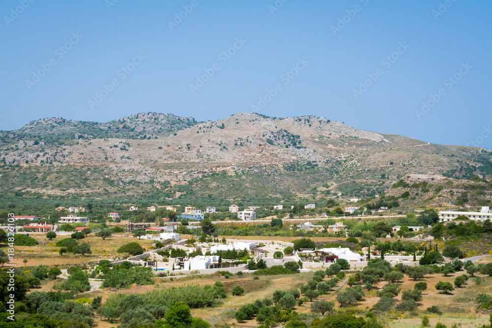View of hills in northern Rhodes, Greece