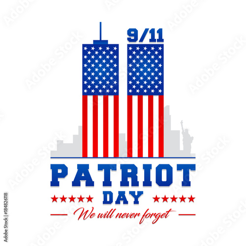 September 11, United States Of America Patriot Day We will Never Forget Card Illustration