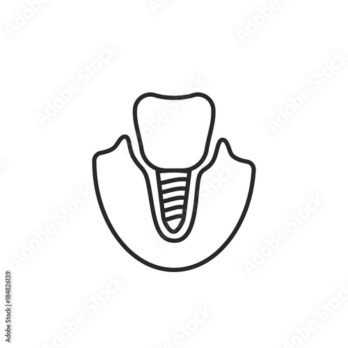thin line icon of dental implant isolated on white