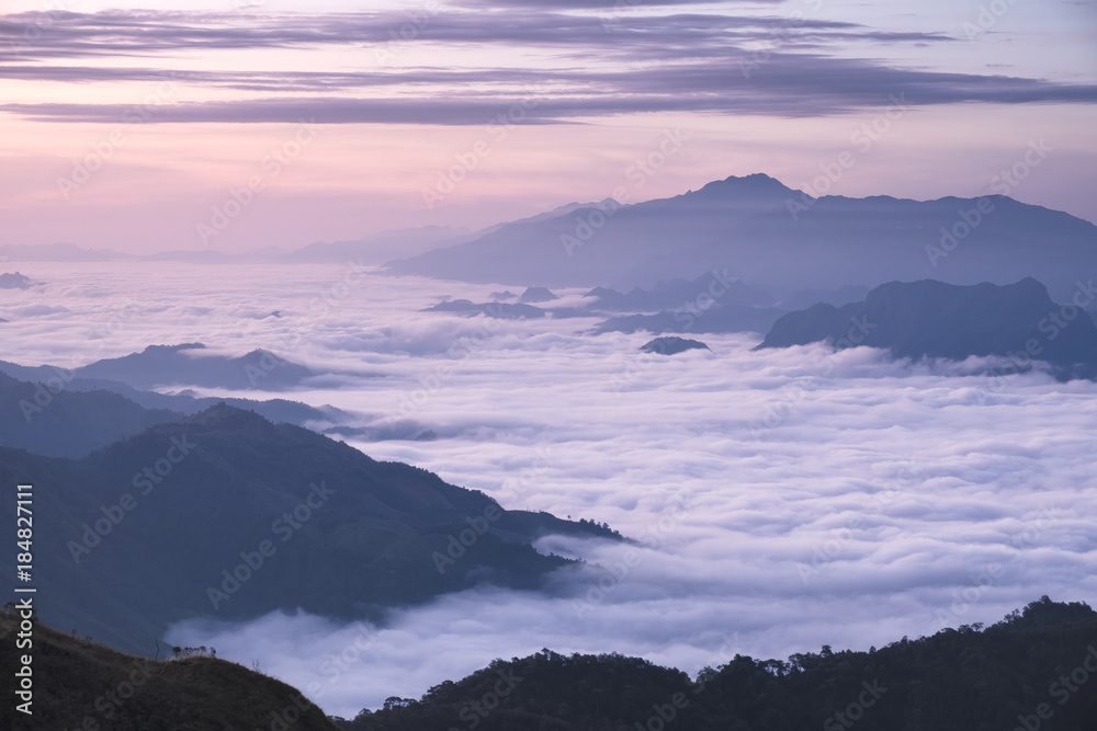 Foggy mountains landscape in thailand