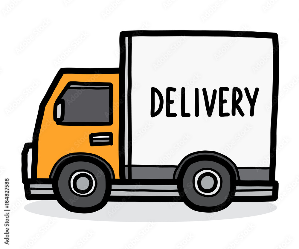 delivery van / cartoon vector and illustration, hand drawn style, isolated  on white background. Stock Vector | Adobe Stock