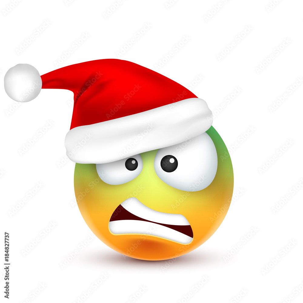 Smiley,emoticon. Green emoji, face with emotions and Christmas hat. New Year, Santa.Winter. Sad,happy,angry faces.Funny cartoon character.Mood. Vector. Smiley,emoticon. Green emoji, face with emotions and Christmas hat. New Year, Santa.Winter. Sad,happy,angry faces.Funny cartoon character.Mood. Vector.