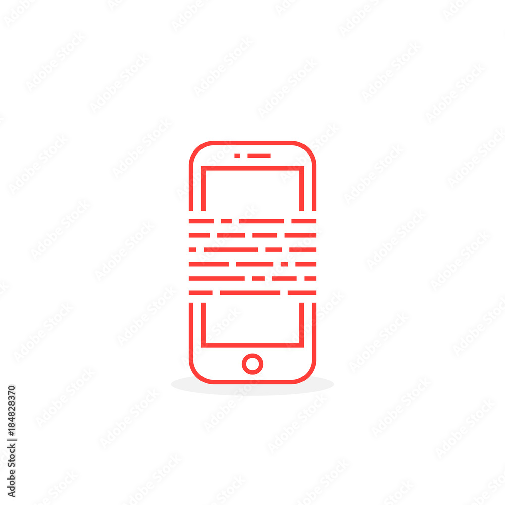 red thin line phone like ebook or messaging red thin line phone like ebook or messaging