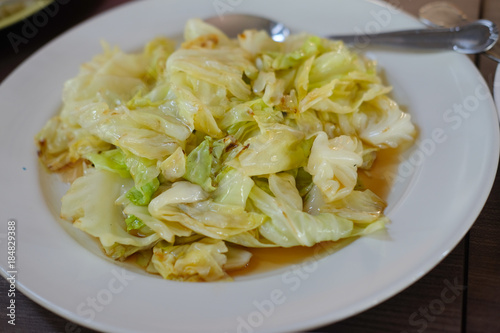 Stir cabbage with oyster sauce