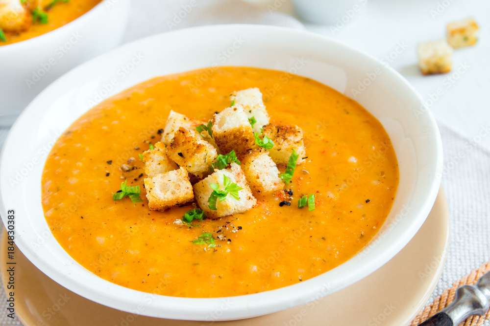 Vegetable soup with croutons Vegetable soup with croutons