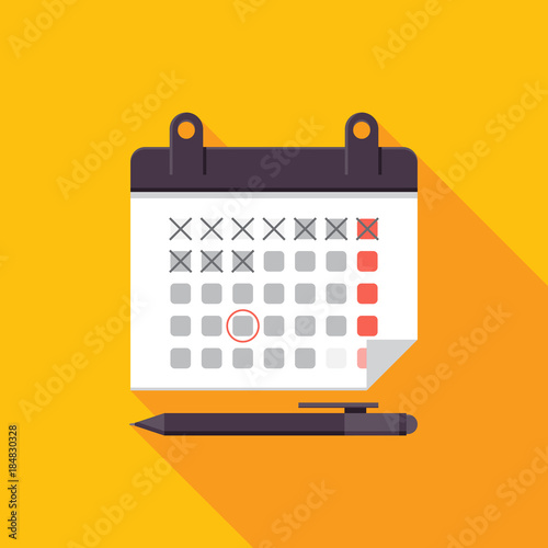 Modern Flat Long Shadow Calendar Meeting Schedule Technology Icon