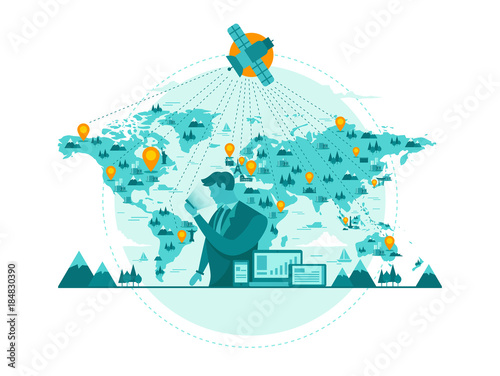 Isolated Global Positioning System Technology Start Up Business Concept Illustration