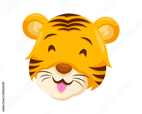 Fototapeta Naklejka Na Ścianę i Meble -  Cute Happy Tiger Face Emoticon Emoji Expression Illustration