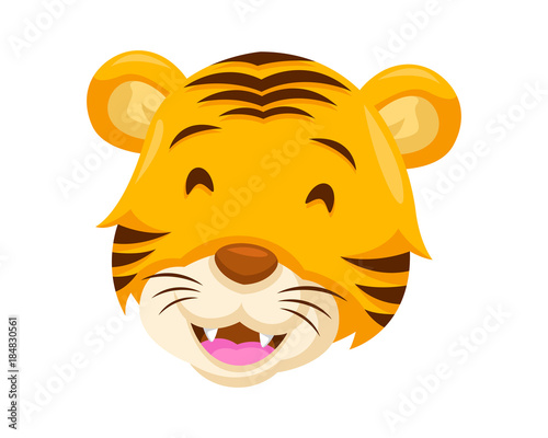 Fototapeta Naklejka Na Ścianę i Meble -  Cute Loud Out Laugh Tiger Face Emoticon Emoji Expression Illustration
