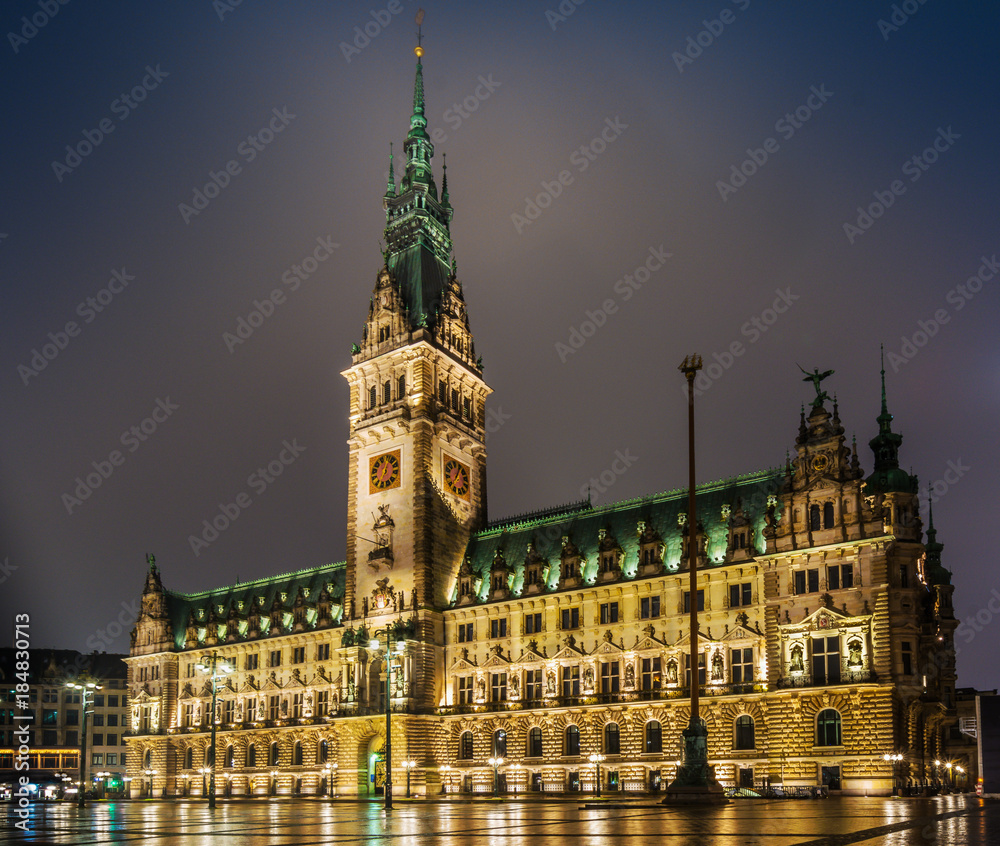 Fototapeta premium 2388-Hamburg-Nachtaufnahmen