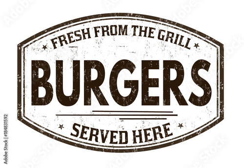 Burgers grunge rubber stamp