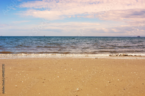 Empty sandy beach in Kirkcaldy, Scotland