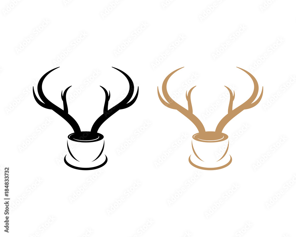 Coffee Cup with Deer Antlers for Cafe or Restaurant Symbol Logo Simple