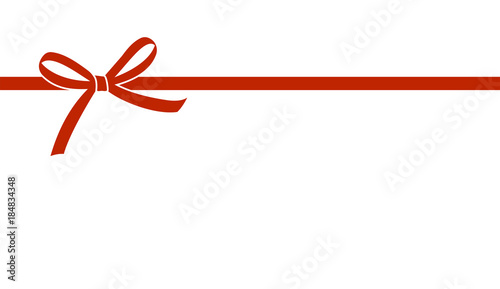 Decorative beautiful red bow with horizontal ribbon isolated on white background. Vector bow.