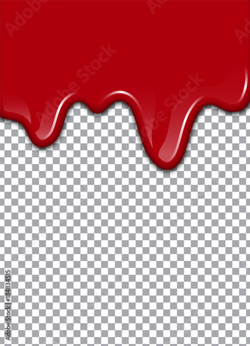 Obraz na płótnie Vector Bloody background. Strawberry syrup or ketchup on transparent Background w salonie