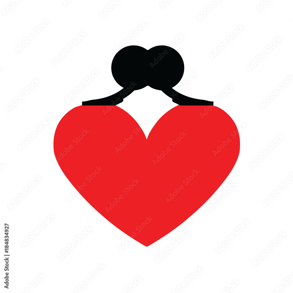 Heart with lock clutch. Heart icon. Heart with lock clutch. Heart icon.