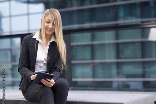 young businesswoman working with digital tablet