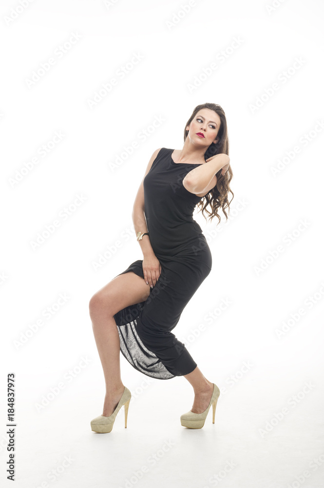 Young beautiful fashion women wear black dress Young beautiful fashion women wear black dress