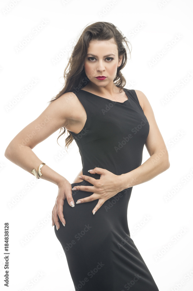 Young beautiful fashion women wear black dress Young beautiful fashion women wear black dress