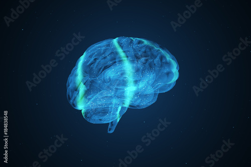 Proper brain work during extreme activity 3d illustration