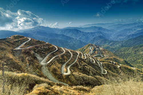 Curvy roads , Silk trading route between China and India. One Belt ne Road (OBOR) project of China. 