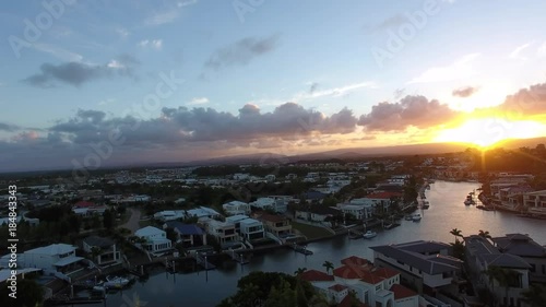 rising with sunset in residential complex