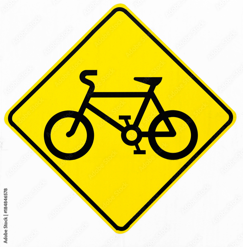yellow bicycle sign isolated on white background yellow bicycle sign isolated on white background