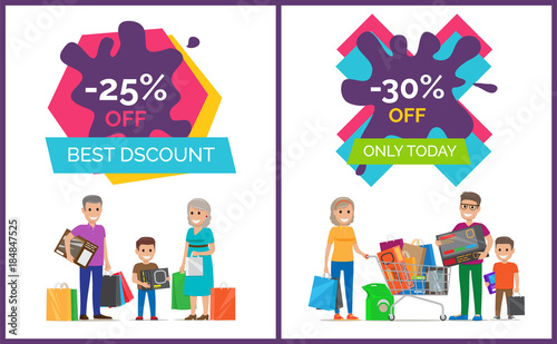 Best Discount Only Today Set Vector Illustration
