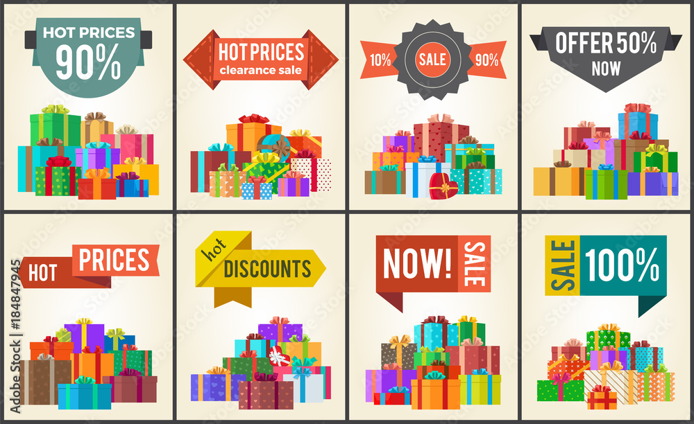 Promo Labels Sale Discounts Hot Prices Percent Off