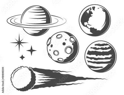Set of vintage planet icons