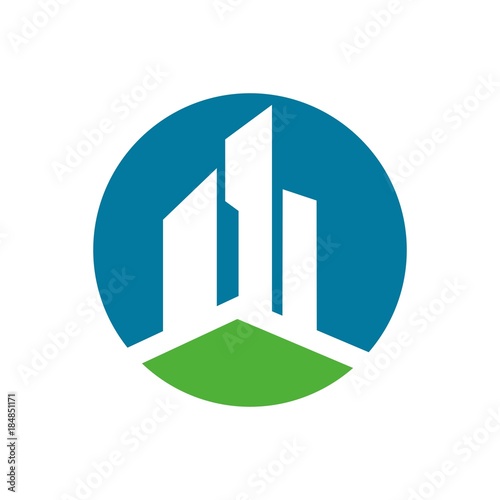 Real estate abstract modern commercial building logo design template vector illustration
