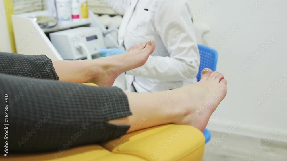 Professional podiatry procedure with a pedicure machine Professional podiatry procedure with a pedicure machine