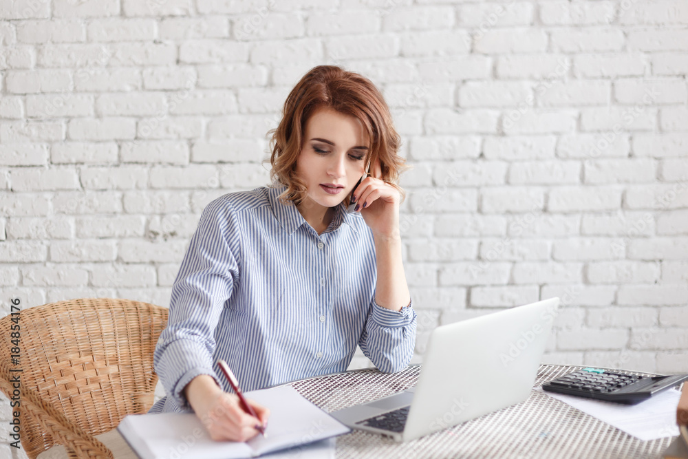 Business woman working in office with documents Business woman working in office with documents