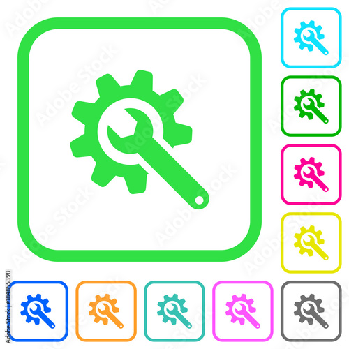Wrench with cogwheel vivid colored flat icons icons