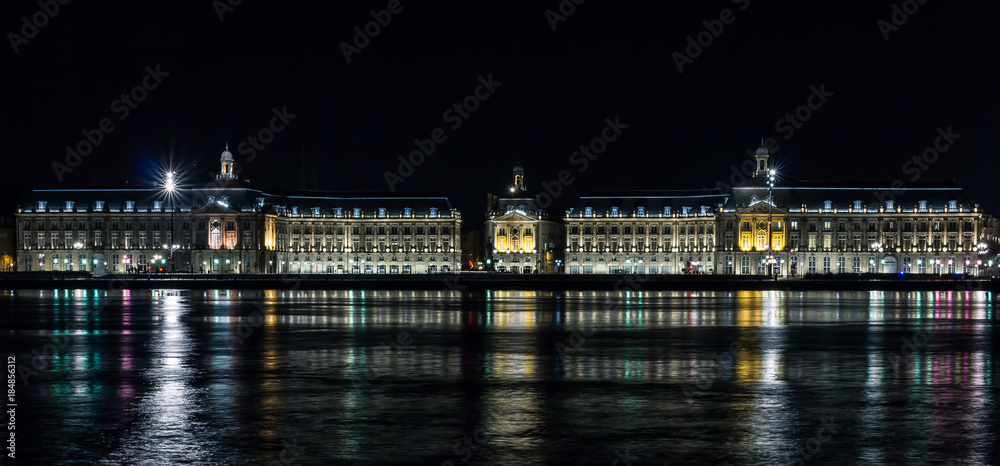 Bordeaux city docks, by night.