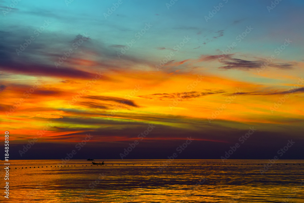 colorful sky with clouds at sunset Seascape