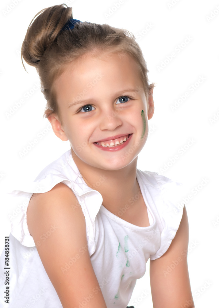 Little girl with a brush in her hand Little girl with a brush in her hand