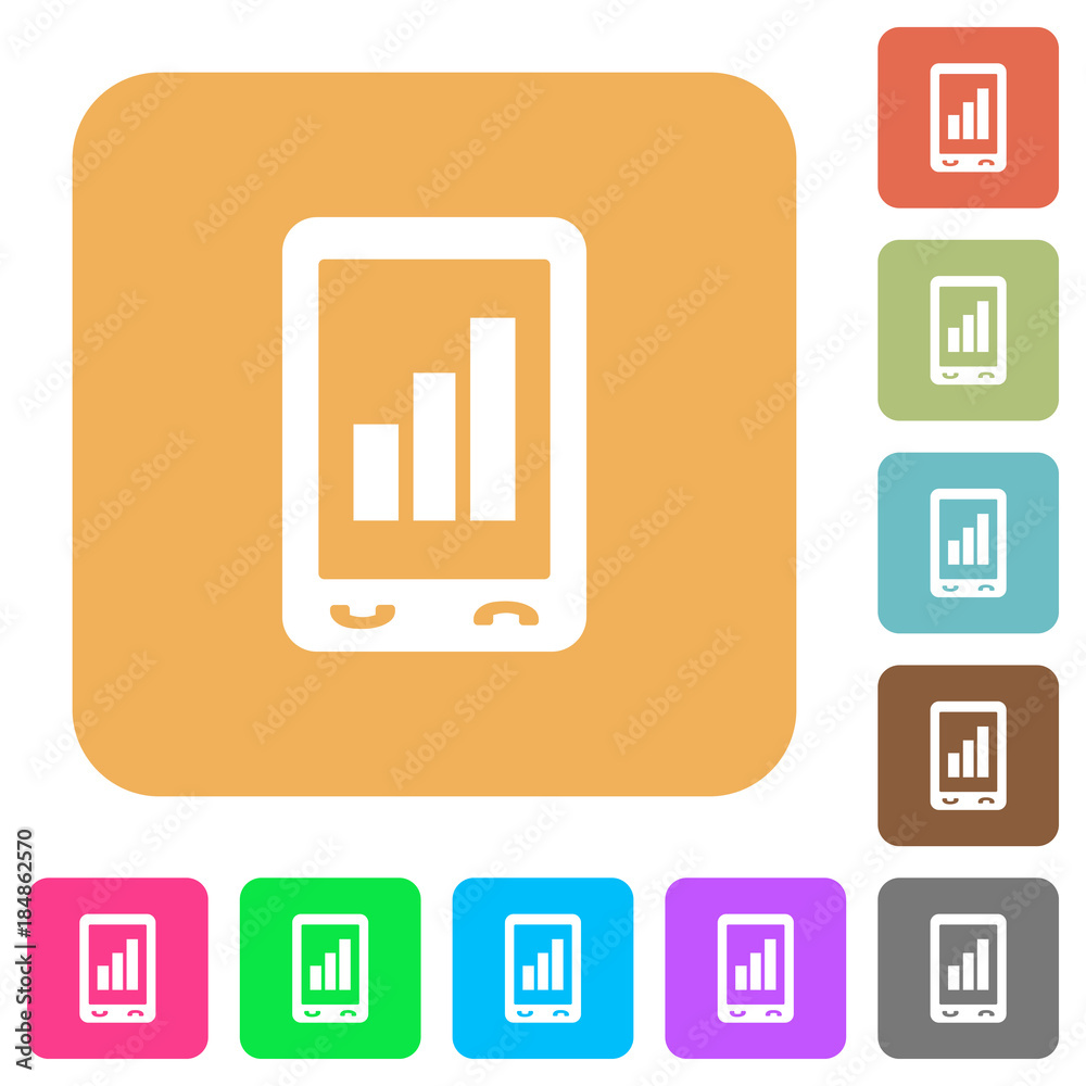 Mobile signal strength rounded square flat icons Mobile signal strength rounded square flat icons
