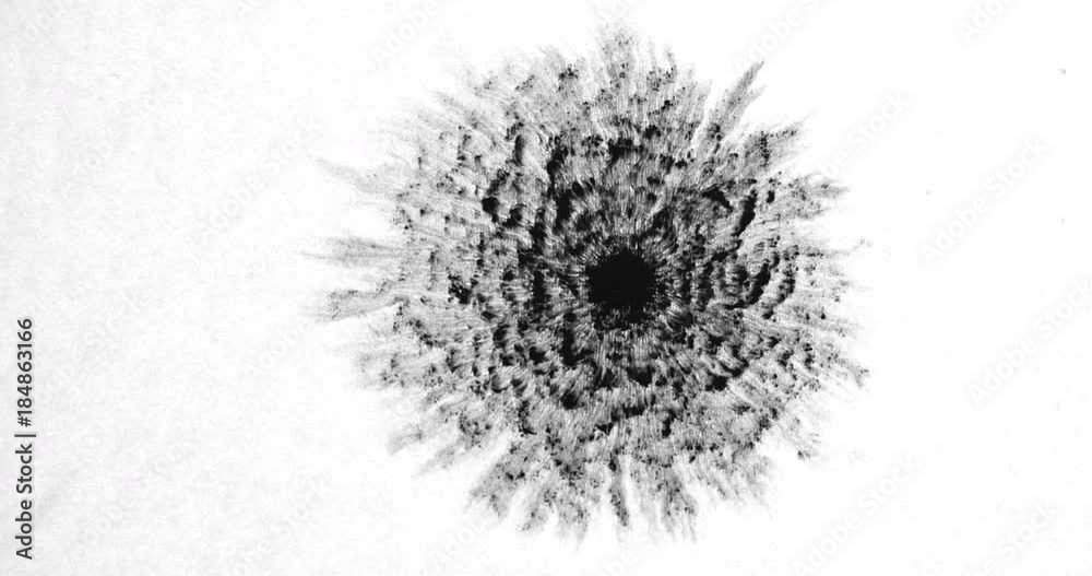 Ink paint droplet drops and expanding on white paper background slow motion close up 4k video Ink paint droplet drops and expanding on white paper background slow motion close up 4k video