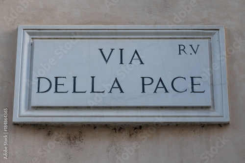Marble plate, Via della Pace, Rome, Italy