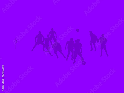 Silhouettes of football soccer players playing a game on green abstract background illustration.