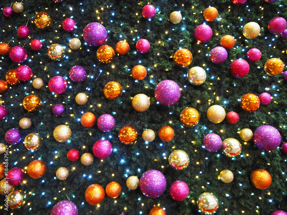 Christmas colored balls on the christmas tree Christmas colored balls on the christmas tree